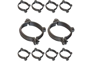 HIGHCRAFT HINGB-01-10 Industrial Decor Hinged Split Ring Pipe Hanger 1 in. Malleable Iron, with 3/8 in. Threaded Rod Fitting,