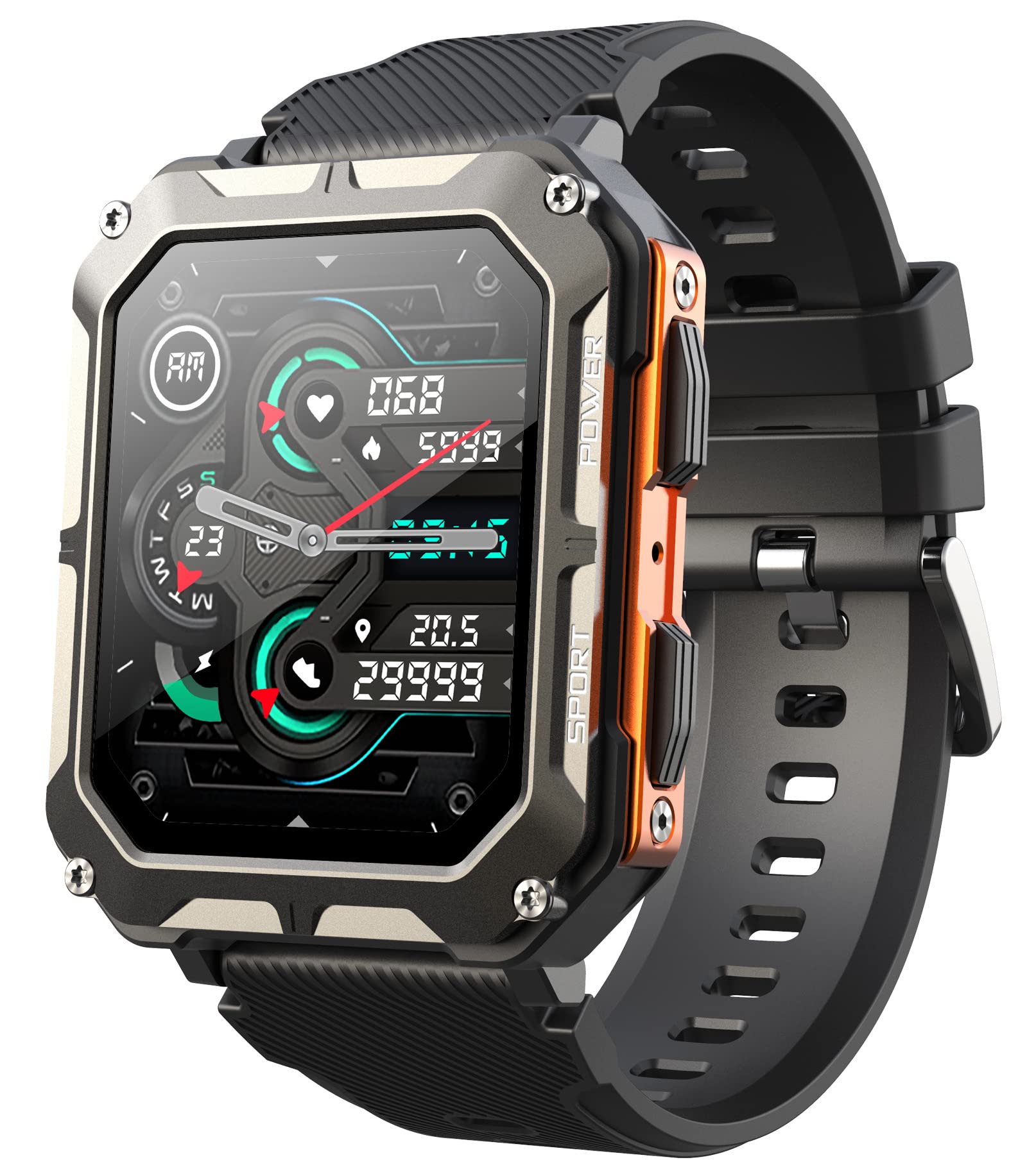 Smart Watch for Android Phones iOS compatible with Blood Pressure Monitor Blood Oxygen sensor hr Bluetooth Call 1.83HD display Step Counter Sleep Monitor SNS/SMS Message Reminder Waterproof Watch