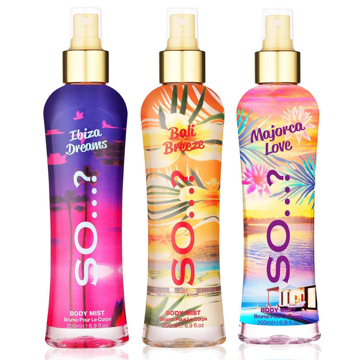 So…? Summer Escapes Womens Ibiza Dreams, Bali Breeze, Mallorca Love Body Spray Mixed Fragrance Bundle 200ml (Pack of 3)