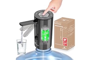 Universal Water-Bottle Pump Dispenser 5-Gallon: KitchenBoss Foldable Automatic Water Bottle Pump, Portable Electric Drinking Water Pump USB Charging 1-5 Gallon Water Bottle Switch,Onyx Black