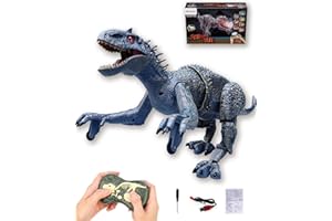 Big Remote Control Indominus Rex Dinosaur Toys for Kids, Realistic Large Walking Dino, Auto-Chomping Jaw with Smoke-Blowing &