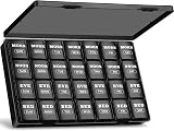 Mossime XL 7 Day Pill Box 4 Times a Day Large 28 Compartments Black