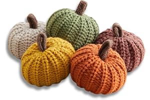 Your Heart's Content MINI Knit Pumpkins Set of 5, Fall Favorite, Gifts for Women, Autumn Bowl fillers Fall Farmhouse Tier Tray Decor, Decorative Pumpkins for Friend (Autumn Set)