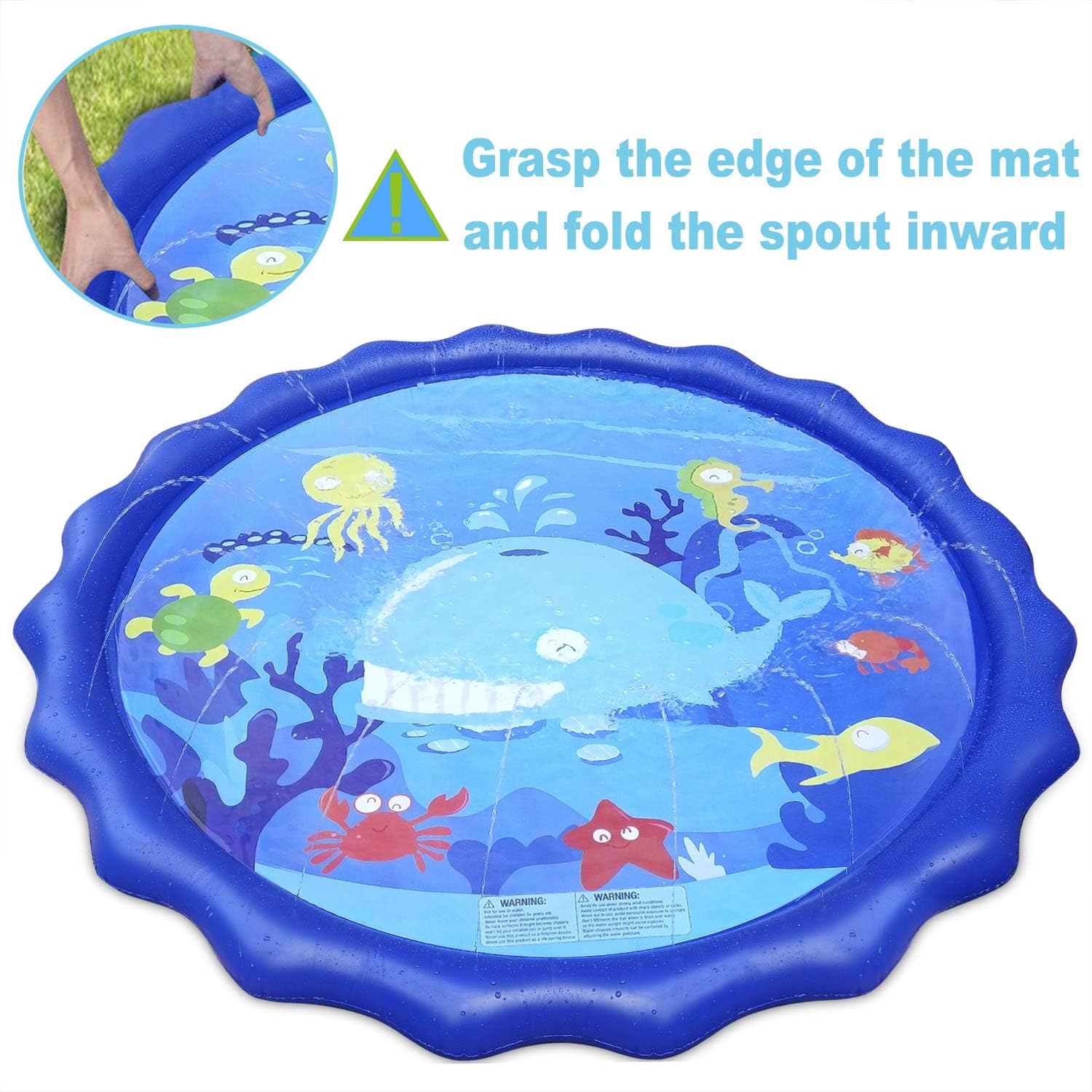 Giftinthebox Sprinkler &Splash Pad for Kids, 68" Splash Play Mat Water Toy for Toddlers , Outdoor Water Mat Toys, Baby Infant Wading Swimming Pool Party Outdoor Water Toy for Girls Boys: Toys & Games