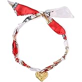 zocare Scarf Necklace with Charm for Women,Bandana Necklace with Gold Heart Pendant, Silk Feel Western Cowgirl Necklaces,Vintage Heart Chokers,Dainty Trendy Handband Necklaces for Christmas