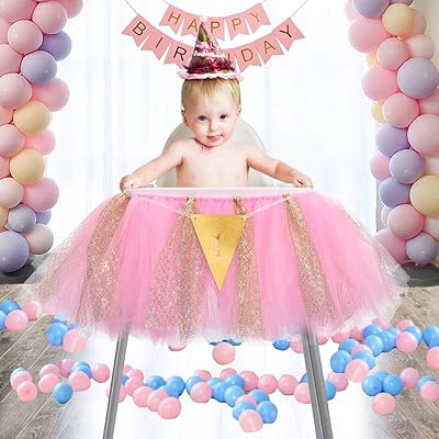 Pink and Gold High Chair Tutu Skirt for 1st Birthday Bahrain Ubuy