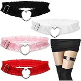 GEDEUBAN 4 PCS Adjustable Heart Lace Thigh Garter for Women, Wedding Bride Garter