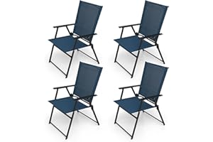 Anmutig Patio Folding Chairs, Outdoor Portable Dining Chairs for Lawn Garden and Porch,Set of 4 - Navy