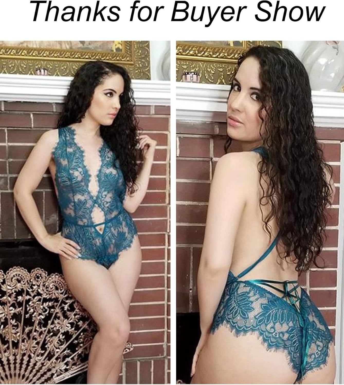 ADOME Women One Piece Lingerie Deep V Teddy Lace Bodysuit Mini Babydoll at  Women’s Clothing store