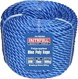 Faithfull Blue Poly Rope Coil 8mm x 30m, Max Load 100kg, Breaking Strain 800kg