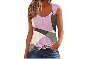 jxsoyen Tank Top for Women Trendy Color Block Sleeveless Top Flowy Pleated Tunic Tank Tops for Women Loose Fit Summer Clothes