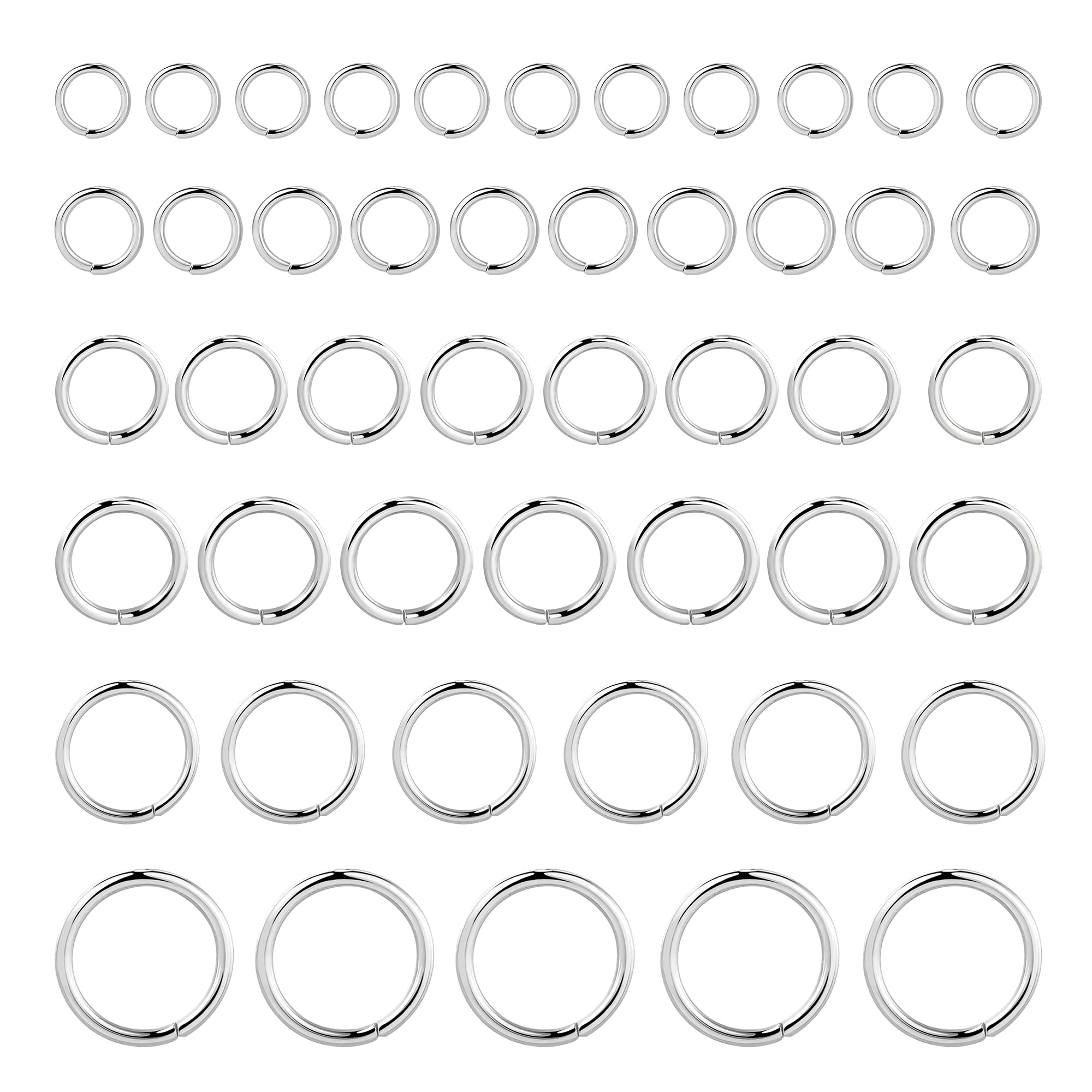 ALEXCRAFT 925 Sterling Silver Open Jump Rings for Jewelry Making, 60Pcs 4 5 6 8 10 mm Jump Rings Sterling Silver Split Rings Open Rings Small Jump Ring for Necklace Bracelet Chain Link Connect Craft