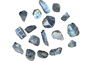 GEMPIRES NATURE’S TREASURE Gempires Natural Raw Rainbow Blue Moonstone Gemstone For Jewelry, June Birthstone, 15 to 30 mm Rough Gemstones, Reiki Gifts For Women (Rainbow Moonstone_100)