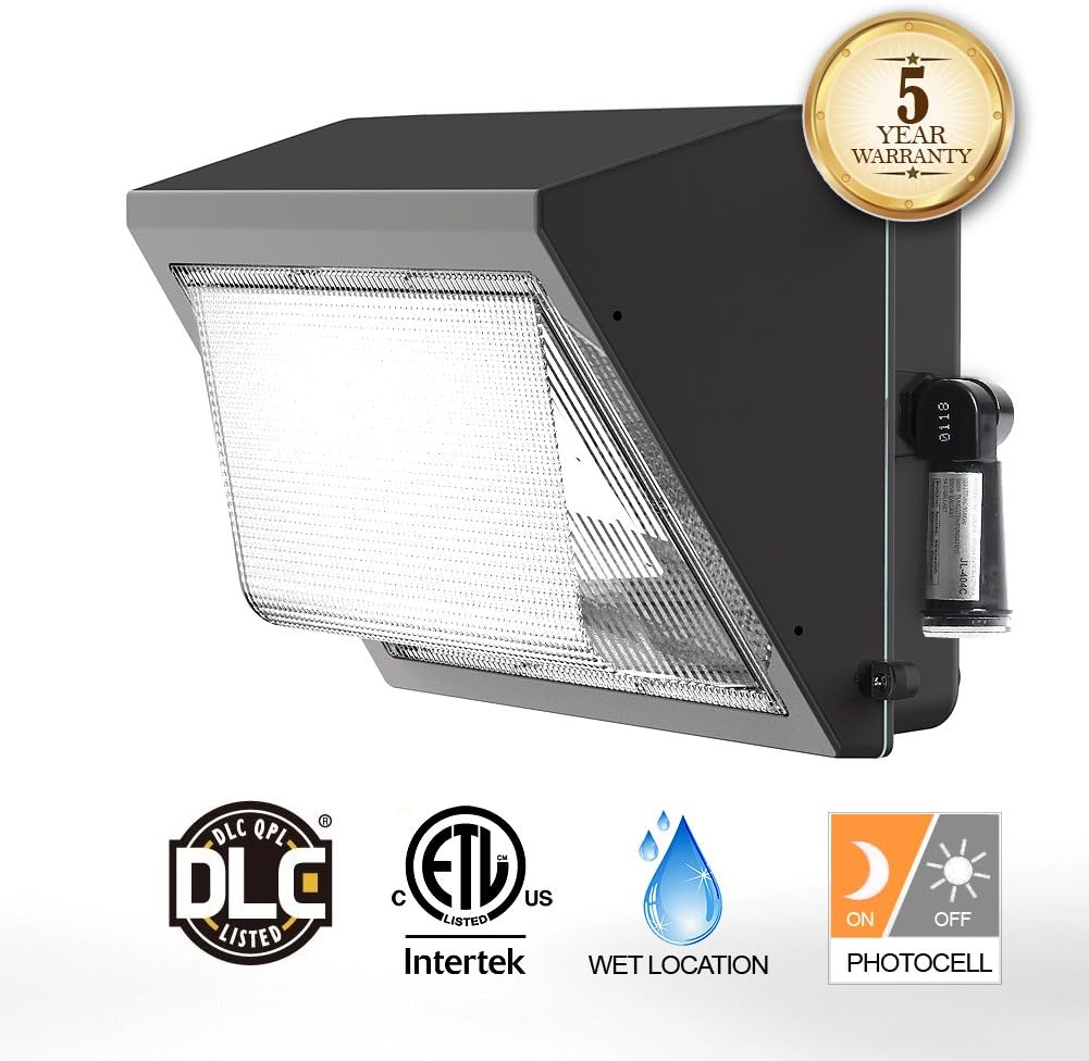 LED Wall Pack Light with Dusk to Dawn Photocell, 100W Outdoor Lighting 5000K 12500lm 300-400W Hps/MH Replacement, IP65 Waterproof Commercial and Industrial Security Lights, JMKMGL 5 Years Warranty