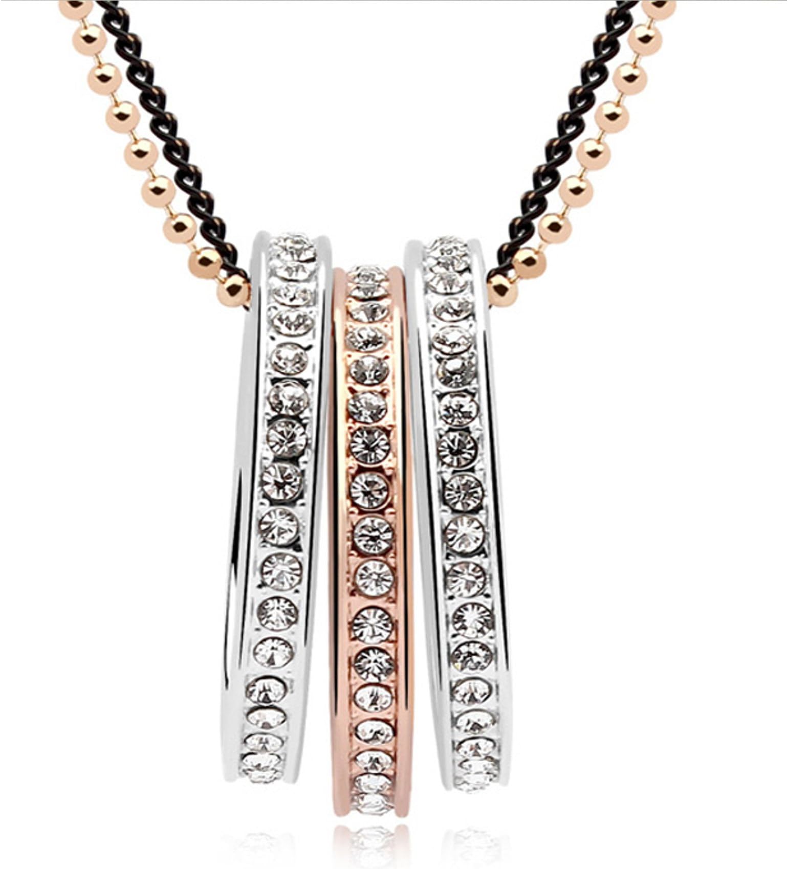 Quadiva E! Women's Necklace Rings decorated with sparkling crystals from Swarovski®