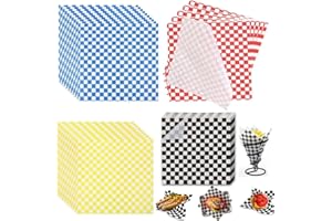 Jindizi 200Pcs Sandwich Paper11.8 x 11.8 Inches,Checkered Food Wrapping Paper Grade Wrap Paper Wrap Checkered Deli Basket Lin