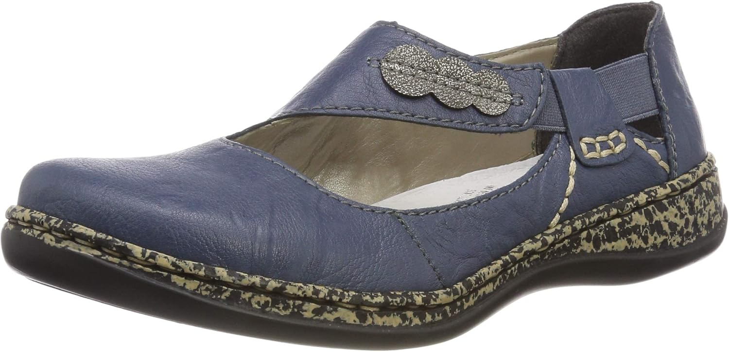 Rieker Women's 463h312 Ballet Flats, Blue (Azur/Steel 12), 8 UK