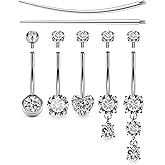 Boernfnso Internally Threaded Belly Button Rings Surgical Stee, Extra-Long & Short Simple Belly Rings, 14G Belly Piercing Jewelry,Navel Piercing Jewelry for Women Men 10mm 12mm 14mm 16mm