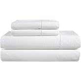 100% Egyptian Cotton Sheet Set Queen Size – Silky Sateen Weave Queen Sheet Set for Winter Sleep Comfort, 15" Snug Fit Deep Pocket, Breathable Hotel-Quality Soft Luxury You Can Feel - Swiss Dot White