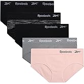 Reebok Hipster Panties for Women - 5 Pack Stretch Performance Seamless Underwear with Relaxed Tag-Free Waistband (S-XL)