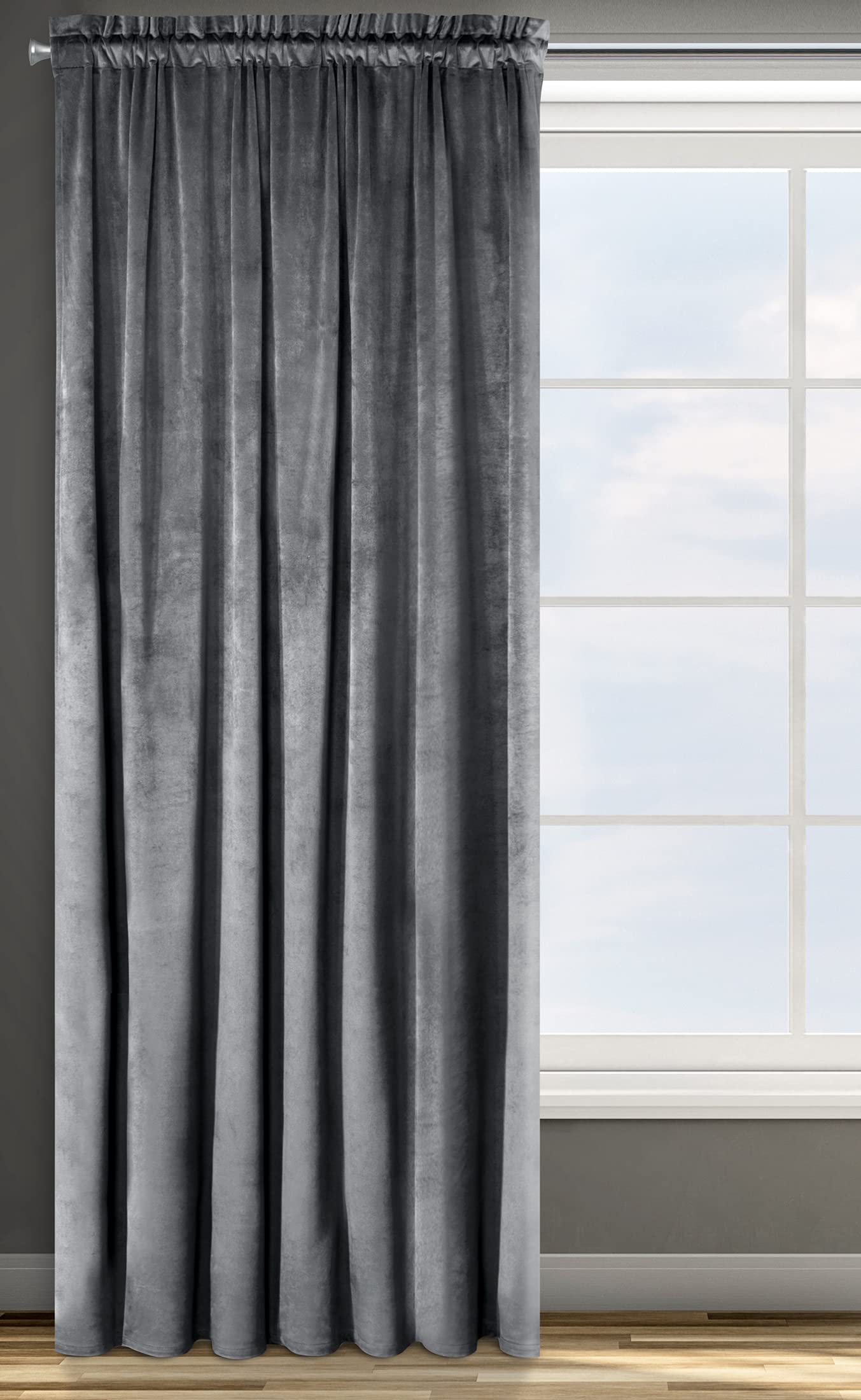 Eurofirany Design91 ROSA Soft Plain Opaque Velvet Curtain with Rufflette Tape For Rail - 1 Unit, Fluffy Panel Drape Classic Glamour Elegant Living Room, Bedroom, W55 x L106, Dark Turquoise