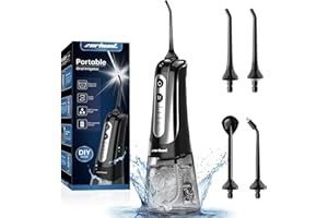 ZERHUNT Water Dental Flosser Pick for Teeth: 4 Modes Cordless Portable Water Flossers Teeth Cleaner Rechargeable 300ML IPX7 Waterproof Oral Irrigator Flossing Cleaning Picks for Home Travel