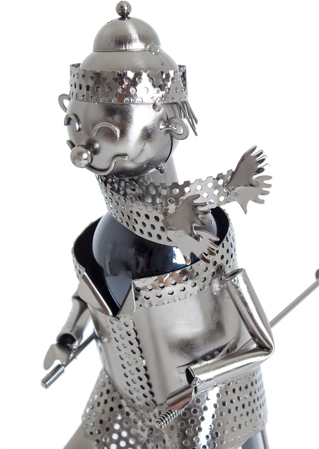 BRUBAKER Wine Bottle Holder Skier Metal Sculpture Gift, Silver, 36x18x26 centimetres - Image 4