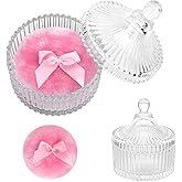 2 Pieces Large Body Powder Puff and Container - Dusting Powder Container with Puff, Crystal Case, Body Powder Puff for Women Soft Washable Reusable Velour Glitter Wet Dry Makeup