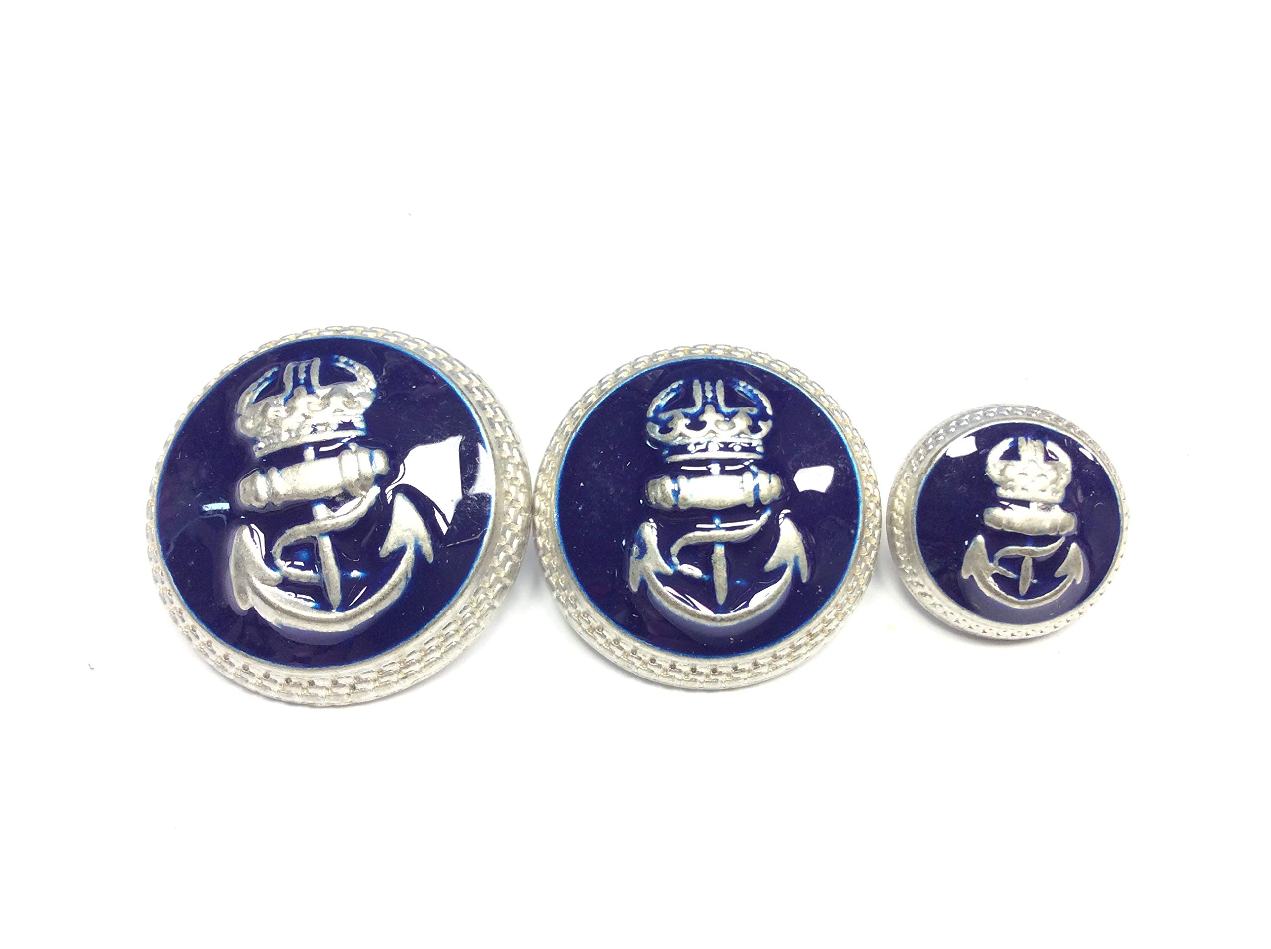 SET 11 BUTTONS MARINARY BLAZER BLUE SILVER