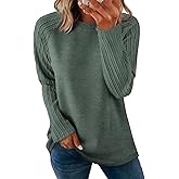 OFEEFAN Long Sleeve Shirts for Womens Fall Fashion 2026 Crewneck Oversized Sweatshirt Tunic Tops to Wear with Leggings