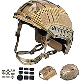 ActionUnion Tactical Airsoft Paintball Fast Helmet with Cover PJ Type Adjustable Protective NVG Mount for Sports Hunting Shooting