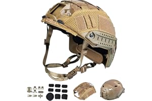 ActionUnion Tactical Airsoft Paintball Fast Helmet with Cover PJ Type Adjustable Protective NVG Mount for Sports Hunting Shooting