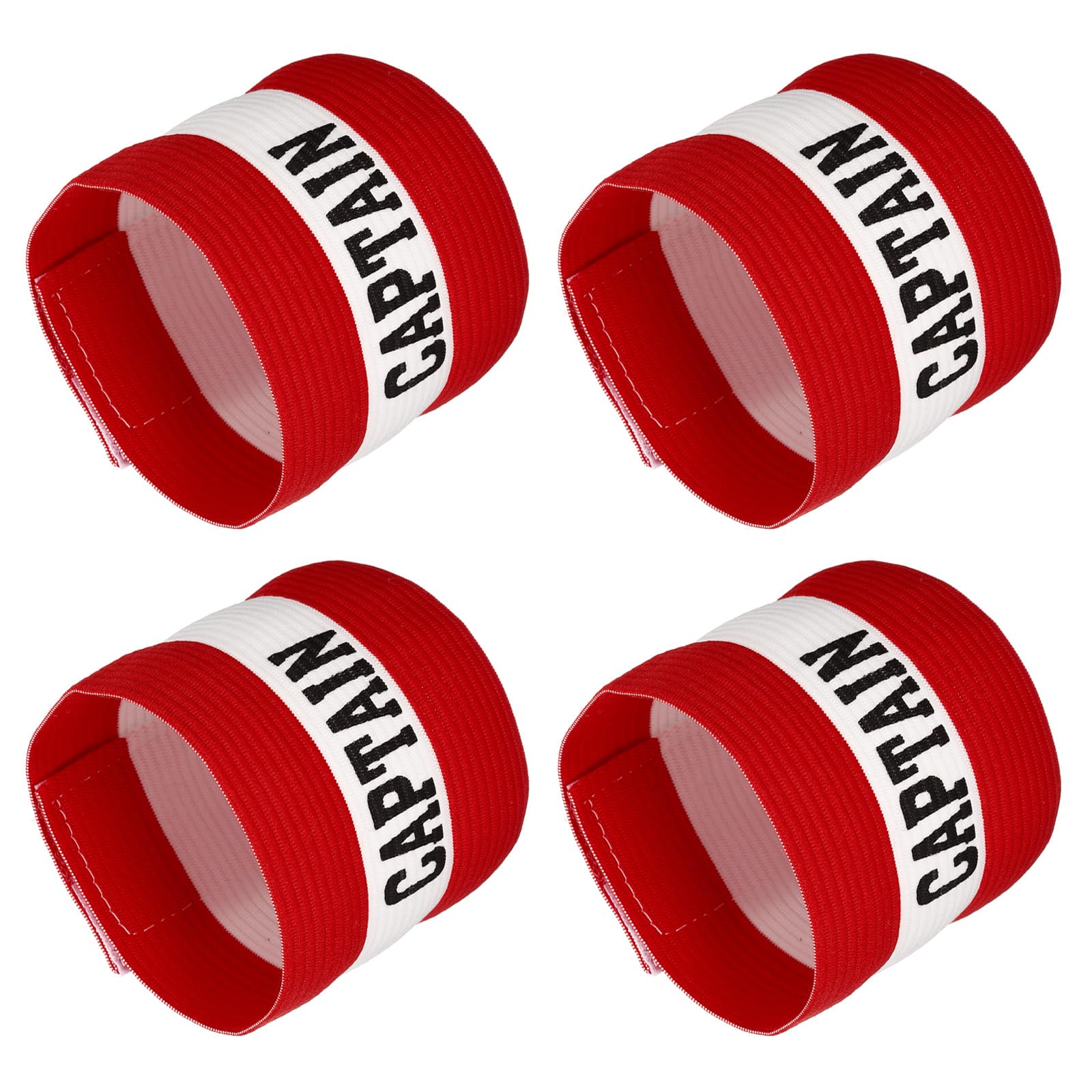 YOKIVE 4 Pcs Captain Armband, Nylon Protective Arm Badge, Adjustable Flexibility, Great for Team Training, Competitions (Red, 11.8 x 3.5 Inch)