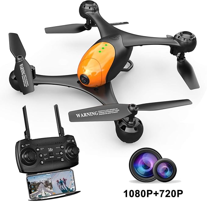 ScharkSpark Drone SS41 The Beetle Drone with 2 Cameras - 1080P FPV HD Camera/Video and 720P Optical Flow Positioning Camera, RC Toy Quadcopter Equipped with Lost-Control Protection Technology best drones