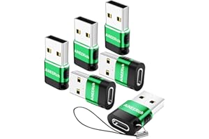 AiNEERich USB A to USB C Adapter 6 Pack,USB to USBC Adapter,Type C Female to USBA Male,USBA to USBC Cable Converter for iPhone 15 14 13,Apple Watch,iPad,Samsung Galaxy,Green