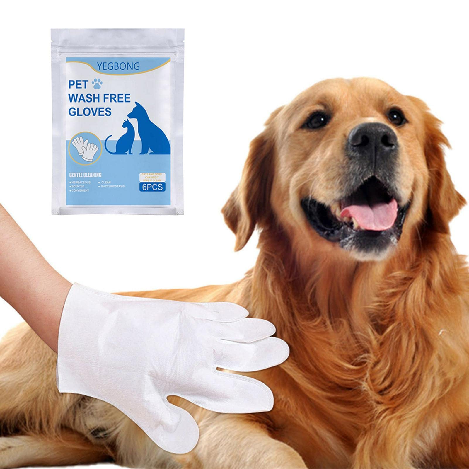 Jiakalamo Wash Free Wipes Dog Cleaning Gloves Wipes,Pet Grooming Gloves Disposable Pets Grooming Wipes for Dogs & Cats,Gentle Deodorizing Wipes for Puppy Kitten