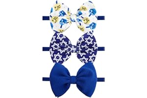 YanJie 3Pcs 4.5'' Hanukkah Headband Bow for Baby Dreidel Star of David