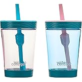 Contigo Kids Spill-Proof 14oz Tumbler with Straw and BPA-Free Plastic, Fits Most Cup Holders and Dishwasher Safe, 2-Pack Strawberry Cream & Blue Raspberry