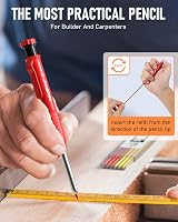 Nicpro 3 Pack Carpenter Pencil with Sharpener & Holder 39 Refills Red Black view 6