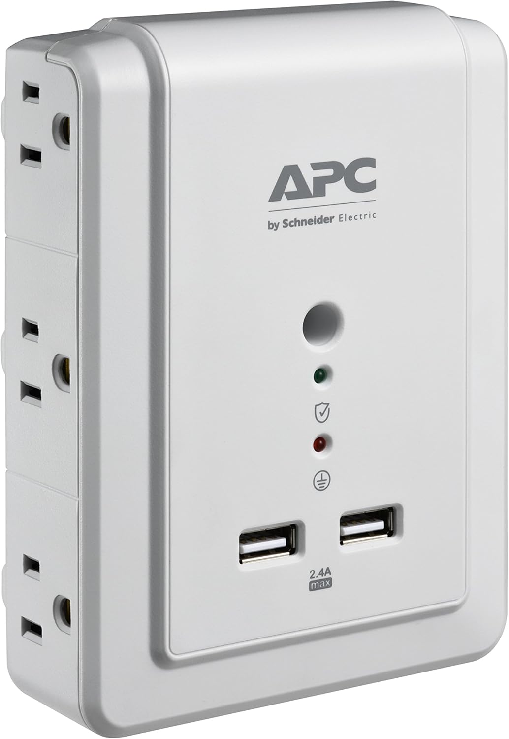 APC Wall Outlet Plug Extender, Surge Protector with USB Ports, P6WU2, (6) AC Multi Plug Outlet, 1080 Joule Surge Protection White: Electronics