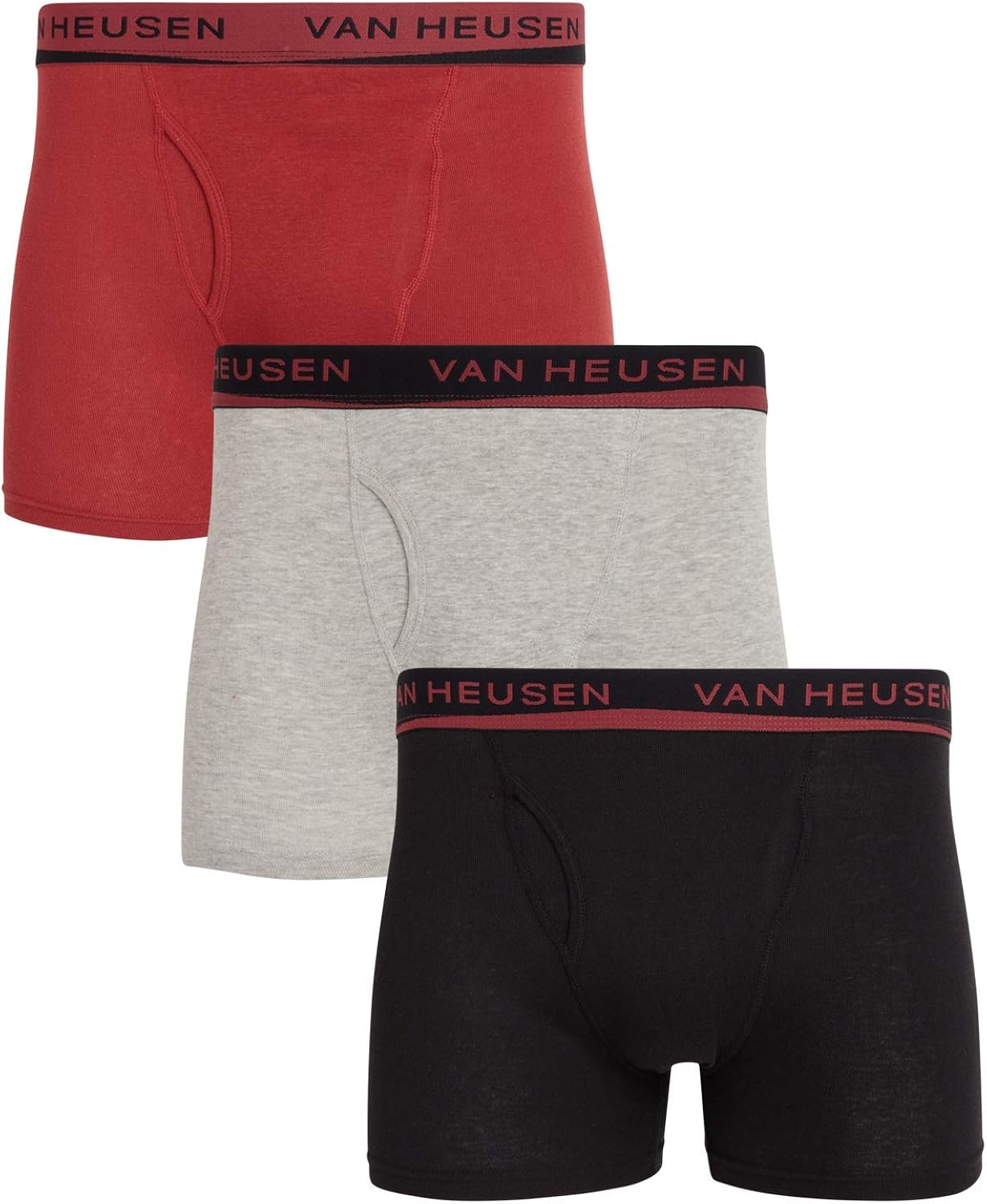 Van Heusen Men's Cotton Boxer Briefs Underwear with Functional Fly (3