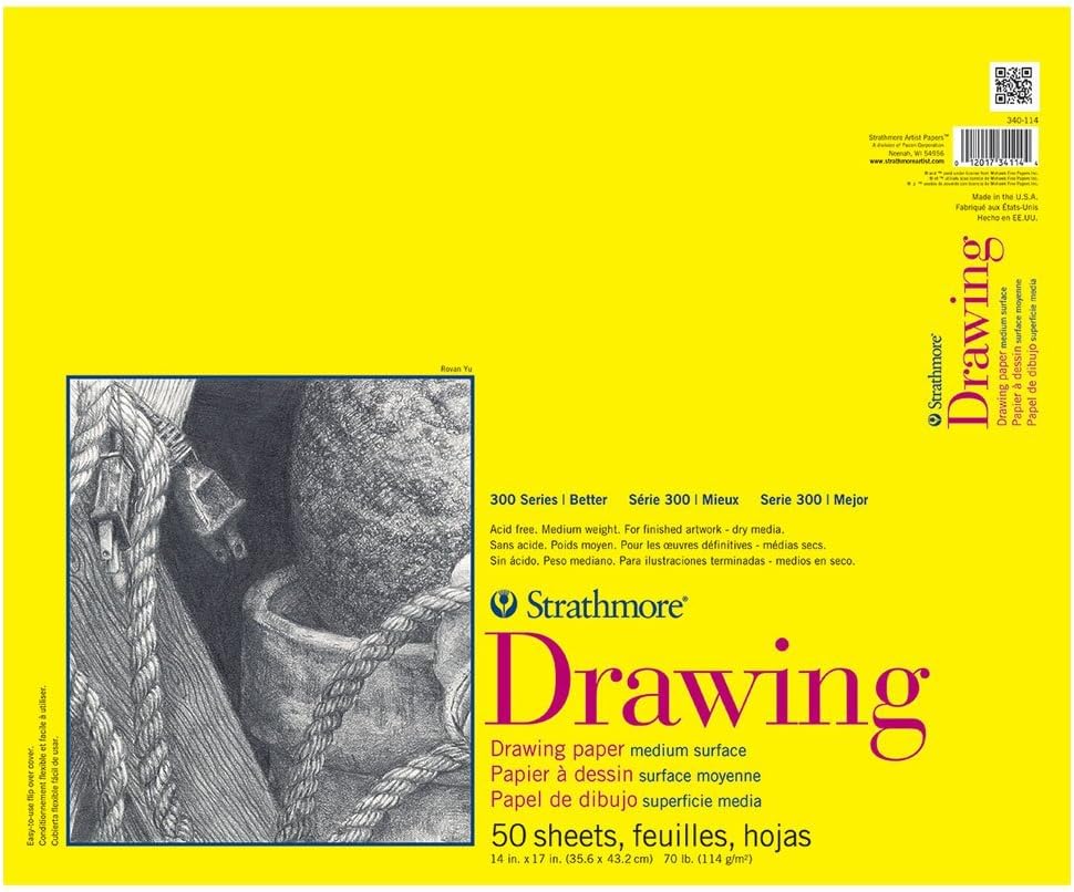 Strathmore 300 Series Drawing Pad, Medium Surface, 9"x12", Glue Bound, 50 Sheets: Office Products
