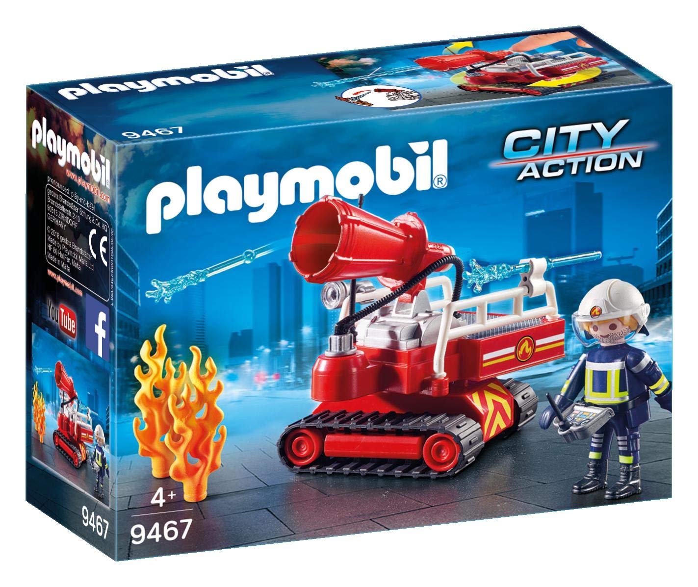 Playmobil 9467 City Action Fire Water Cannon, Fun Imaginative Role-Play, PlaySets Suitable for Children Ages 4+