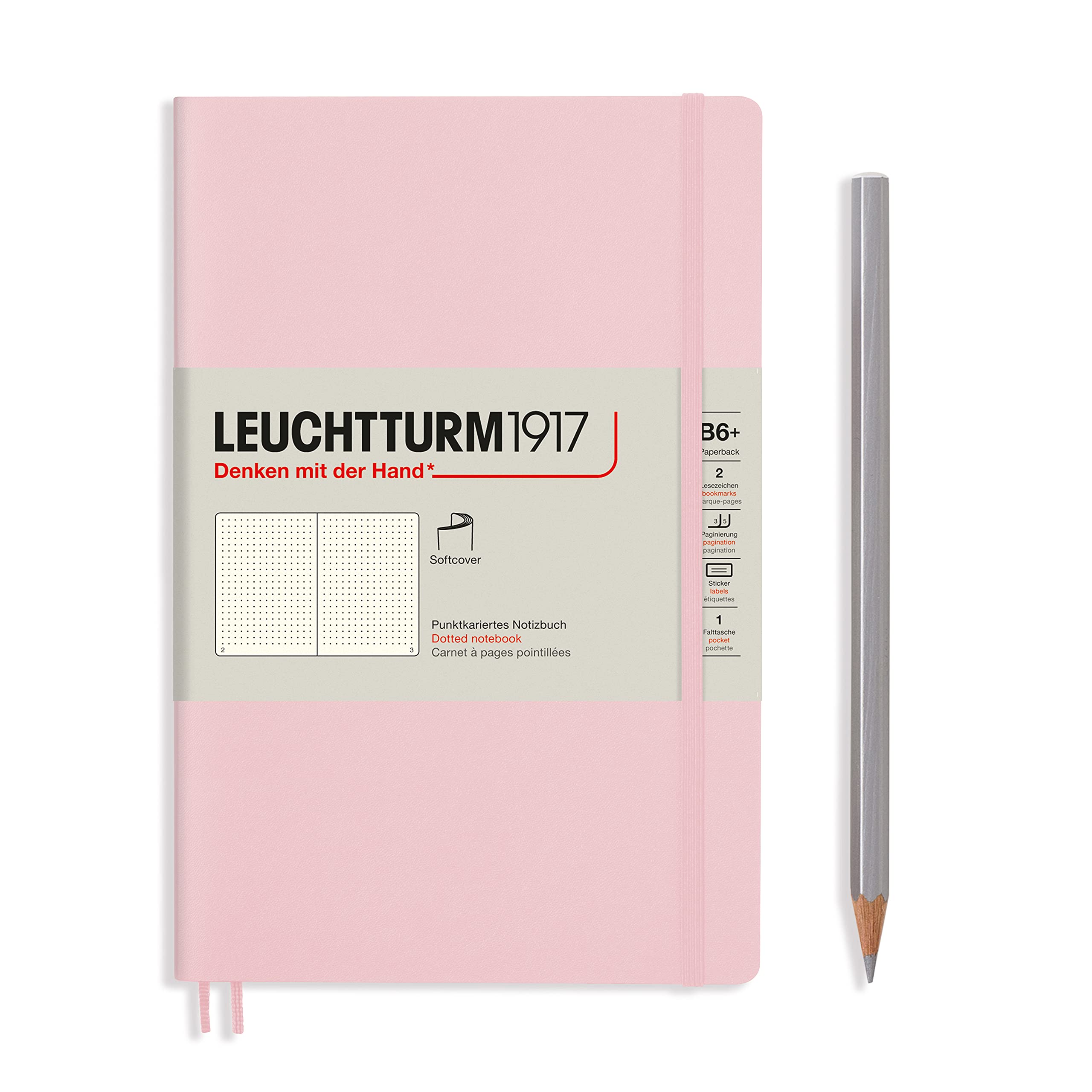 LEUCHTTURM1917 - Paperback B6+ Dotted Softcover Notebook (Powder) - 123 Numbered Pages
