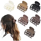 DEEKA Hair Clips Small Claw Clips for Thin Hair 6 Pack Double Row Teeth 1.6" Medium Matte Non-slip Short Hair Accessories for Women and Girls -Brown