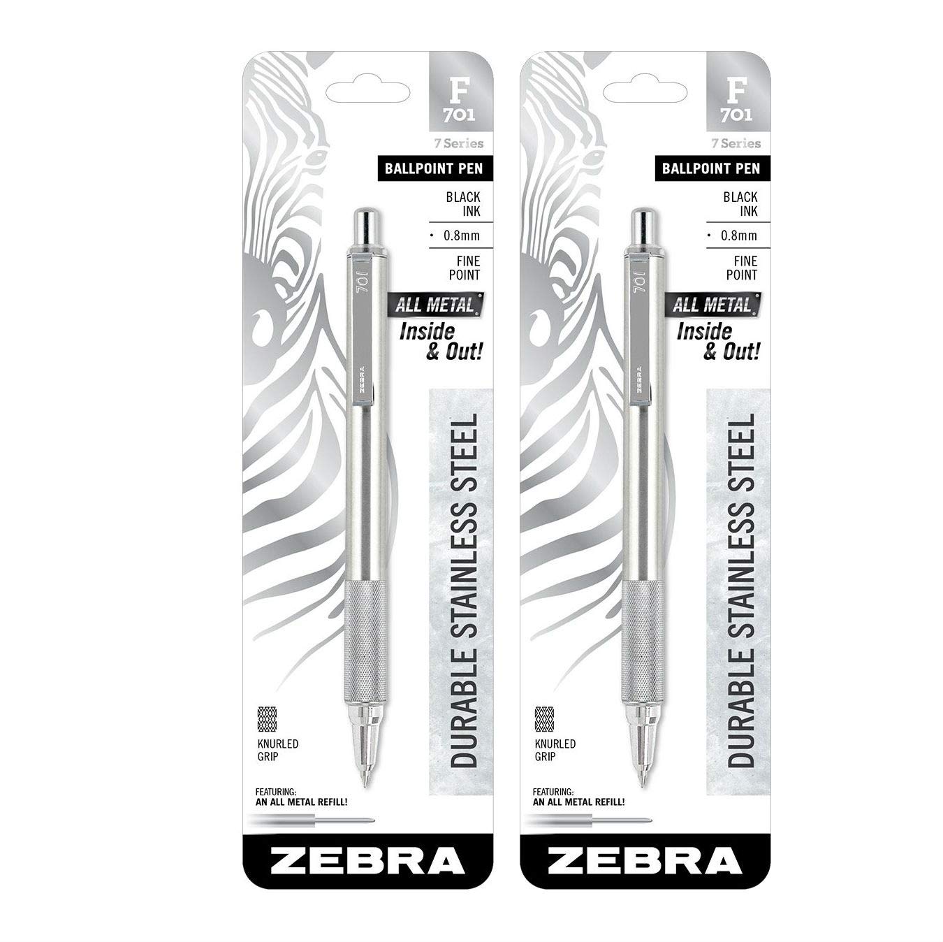 Zebra F701 Stainless Steel Ballpoint Retractable Pen