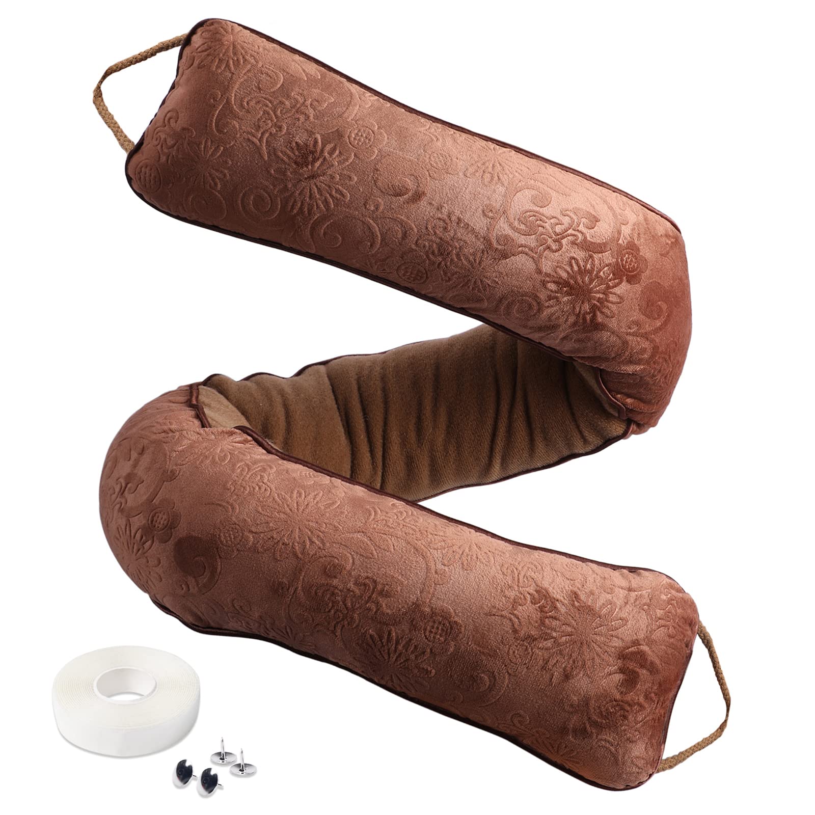 fowong Draft Excluder for Doors,97cm Draught Excluder for Bottom of Door Blocked Dust Cold Air -Brown