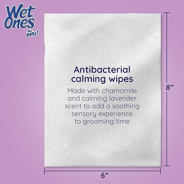WET ONES FOR PETS ANTIBACTERIAL CALMING WIPES WITH CHAMOMILE, LAVENDER SCENT – DOG CLEANING WIPES – SCENTED, DURABLE AND DISPOSABLE DOG WIPES FOR PAWS, 30 COUNT