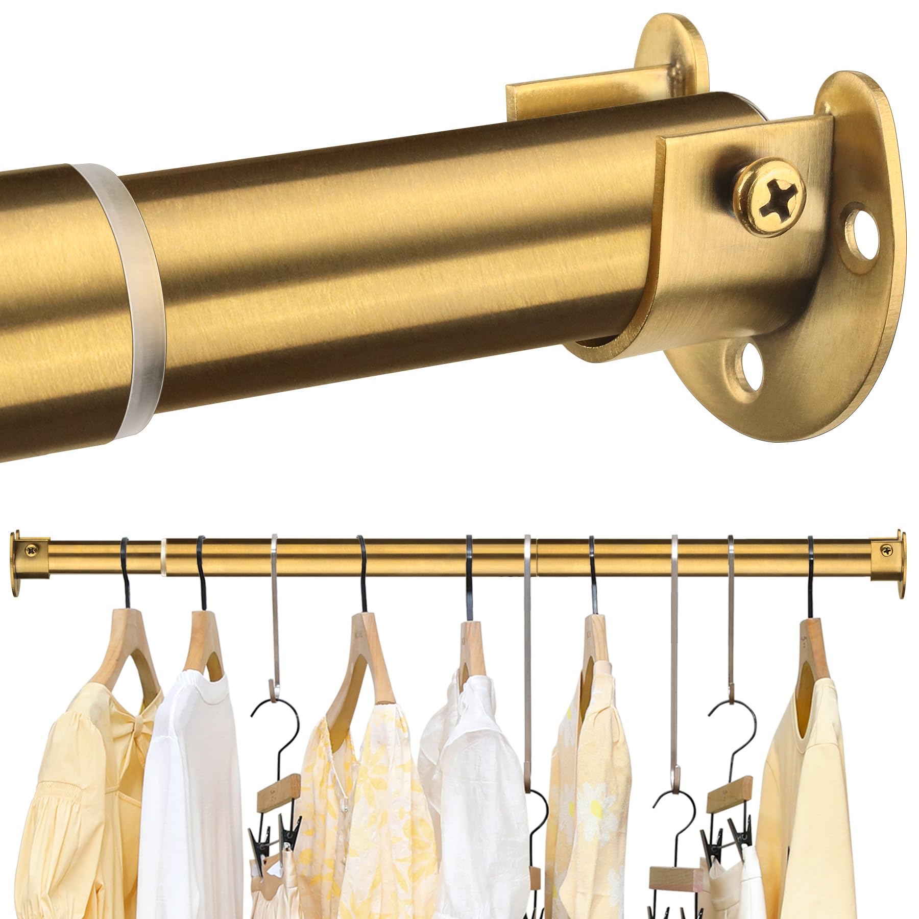 Photo 1 of ***MISSING PIECES*** FIRJOY Closet Rods for Hanging Clothes (Brushed Gold, 18.0" - 76.0")