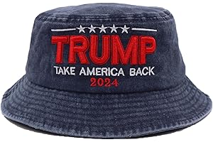 YUN MENG LAKES Donald Trump Hat 2024 MAGA Bucket Hat Trump Merchandise Make America Great Again Slogan 3D Embroidery Cap for Man Women
